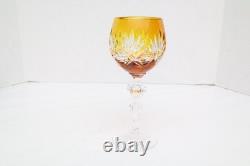 SET 5 BOHEMIAN CZECH CUT TO CLEAR CRYSTAL Hock Wine GLASSES Goblets Multicolor