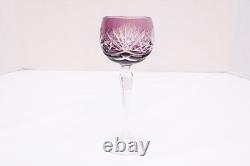 SET 5 BOHEMIAN CZECH CUT TO CLEAR CRYSTAL Hock Wine GLASSES Goblets Multicolor
