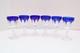 SET 6 BOHEMIAN CZECH CUT TO CLEAR CRYSTAL 5.5 WINE GLASS GOBLETS Cobalt BLUE
