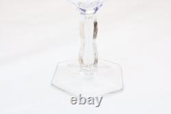SET 6 BOHEMIAN CZECH CUT TO CLEAR CRYSTAL 5.5 WINE GLASS GOBLETS Cobalt BLUE
