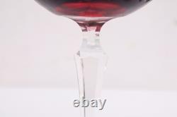 SET 6 BOHEMIAN CZECH CUT TO CLEAR CRYSTAL Hock Wine GLASSES Goblets Cranberry