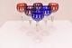 SET 6 BOHEMIAN CZECH CUT TO CLEAR CRYSTAL Hock Wine GLASSES Goblets Multicolor