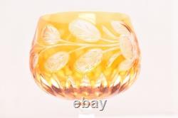 SET 6 BOHEMIAN CZECH CUT TO CLEAR CRYSTAL Hock Wine GLASSES Goblets Multicolor
