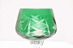 SET 6 BOHEMIAN CZECH CUT TO CLEAR CRYSTAL Hock Wine GLASSES Goblets Multicolor