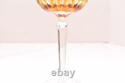 SET 6 BOHEMIAN CZECH CUT TO CLEAR CRYSTAL Hock Wine GLASSES Goblets Multicolor