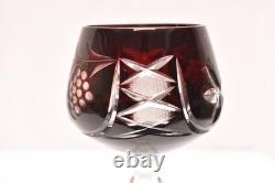 SET 6 BOHEMIAN CZECH CUT TO CLEAR CRYSTAL Hock Wine GLASSES Goblets Multicolor