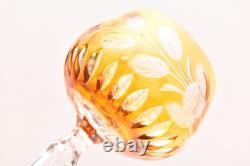 SET 6 BOHEMIAN CZECH CUT TO CLEAR CRYSTAL Hock Wine GLASSES Goblets Multicolor