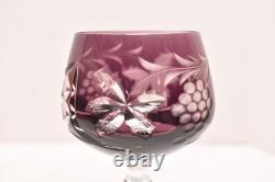 SET 6 BOHEMIAN CZECH CUT TO CLEAR CRYSTAL Hock Wine GLASSES Goblets Multicolor