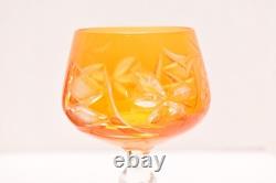 SET 6 BOHEMIAN CZECH CUT TO CLEAR CRYSTAL Hock Wine GLASSES Goblets Multicolor