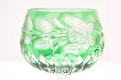 SET 6 BOHEMIAN CZECH CUT TO CLEAR CRYSTAL Hock Wine GLASSES Goblets Multicolor