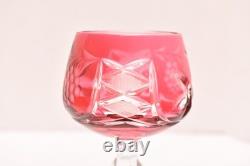 SET 6 BOHEMIAN CZECH CUT TO CLEAR CRYSTAL Hock Wine GLASSES Goblets Multicolor