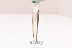 SET 6 BOHEMIAN CZECH CUT TO CLEAR CRYSTAL Hock Wine GLASSES Goblets Multicolor