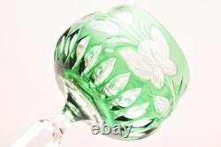 SET 6 BOHEMIAN CZECH CUT TO CLEAR CRYSTAL Hock Wine GLASSES Goblets Multicolor