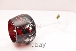 SET 6 BOHEMIAN CZECH CUT TO CLEAR CRYSTAL Hock Wine GLASSES Goblets Multicolor