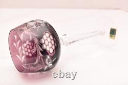 SET 6 BOHEMIAN CZECH CUT TO CLEAR CRYSTAL Hock Wine GLASSES Goblets Multicolor