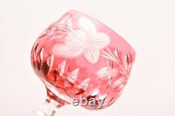 SET 6 BOHEMIAN CZECH CUT TO CLEAR CRYSTAL Hock Wine GLASSES Goblets Multicolor