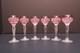 SET 6 BOHEMIAN CZECH CUT TO CLEAR Cordial Wine GLASSES Goblets Cranberry Red