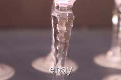 SET 6 BOHEMIAN CZECH CUT TO CLEAR Cordial Wine GLASSES Goblets Cranberry Red