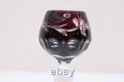 SET 6 BOHEMIAN CZECH CUT TO CLEAR Cordial Wine GLASSES Goblets Multicolor 5.25