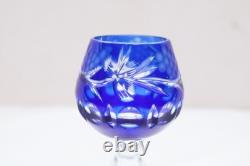 SET 6 BOHEMIAN CZECH CUT TO CLEAR Cordial Wine GLASSES Goblets Multicolor 5.25