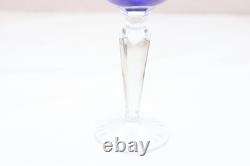 SET 6 BOHEMIAN CZECH CUT TO CLEAR Cordial Wine GLASSES Goblets Multicolor 5.25