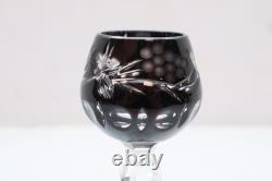 SET 6 BOHEMIAN CZECH CUT TO CLEAR Cordial Wine GLASSES Goblets Multicolor 5.25