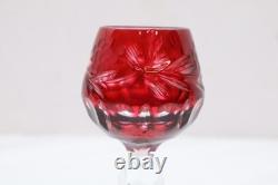SET 6 BOHEMIAN CZECH CUT TO CLEAR Cordial Wine GLASSES Goblets Multicolor 5.25