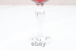 SET 6 BOHEMIAN CZECH CUT TO CLEAR Cordial Wine GLASSES Goblets Multicolor 5.25