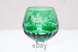 SET 6 BOHEMIAN CZECH CUT TO CLEAR Cordial Wine GLASSES Goblets Multicolor 5.25