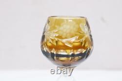 SET 6 BOHEMIAN CZECH CUT TO CLEAR Cordial Wine GLASSES Goblets Multicolor 5.25