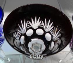SET 6 NACHTMANN Crystal Multicolor Cut to Clear Wine Glasses Germany