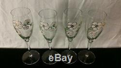 SET 6 Perrier Jouet Hand Painted Flower Champagne Wine Flute Glasses Vintage