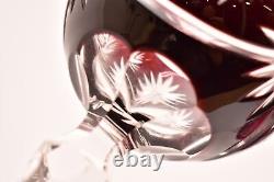 SET 6 VTG Hock Wine Glasses Multi Colored Cut To Clear Glass Bohemian Czech