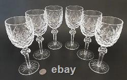 SET 6 Vintage WATERFORD Crystal POWERSCOURT 7 1/8 Claret Wine Glasses Goblets