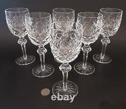 SET 6 Vintage WATERFORD Crystal POWERSCOURT 7 1/8 Claret Wine Glasses Goblets