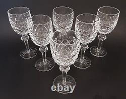 SET 6 Vintage WATERFORD Crystal POWERSCOURT 7 1/8 Claret Wine Glasses Goblets