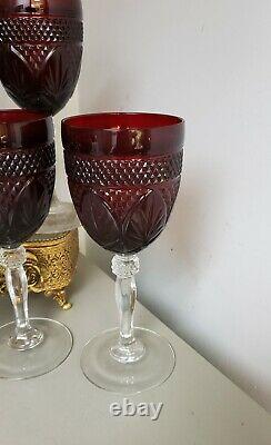 SET 8Cristal D' Arques DurandANTIQUE RUBY RED Crystal Wine/Water Glass Goblets