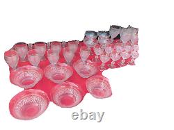 SET Large LOT of Cambridge Mount Vernon GLASS goblet wine bowls Glasses Vintage