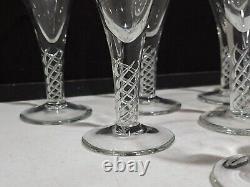 SET OF 6 -Vintage Clear Glass 6 Air Twist Helix Wine Glasses
