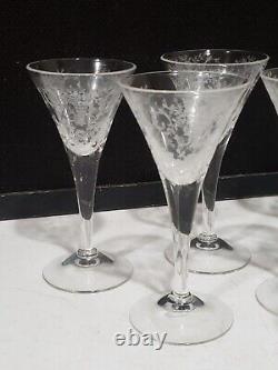 SET OF 8- Elegant Etched Clear Glass Cambridge PORTIA Sherry Wine Cordial Stems