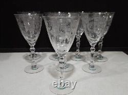 SET OF 8- Vintage Fostoria Chintz Etch 5.5 CLARET WINE GLASSES