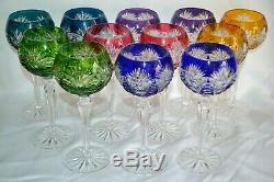 SET of 12 Val St Lambert Cut to Clear Crystal Wine Goblets, Vintage Excellent