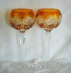 SET of 12 Val St Lambert Cut to Clear Crystal Wine Goblets, Vintage Excellent