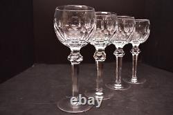 SET of 4 Waterford Crystal Curraghmore Cut Stem Hocks Wine Glasses Goblets 7.5