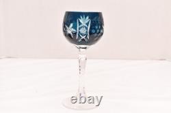 SET of 6 BOHEMIAN CZECH CUT TO CLEAR Hock Wine GLASSES Goblets Multicolor 7.75