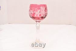 SET of 6 BOHEMIAN CZECH CUT TO CLEAR Hock Wine GLASSES Goblets Multicolor 7.75