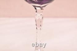 SET of 6 BOHEMIAN CZECH CUT TO CLEAR Hock Wine GLASSES Goblets Multicolor 7.75