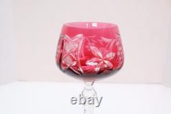 SET of 6 BOHEMIAN CZECH CUT TO CLEAR Hock Wine GLASSES Goblets Multicolor 8