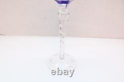 SET of 6 BOHEMIAN CZECH CUT TO CLEAR Hock Wine GLASSES Goblets Multicolor 8