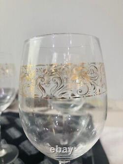 SET of 6 Vintage CRYSTAL, 24K Gold Engraved Wine glasses from Vietnam